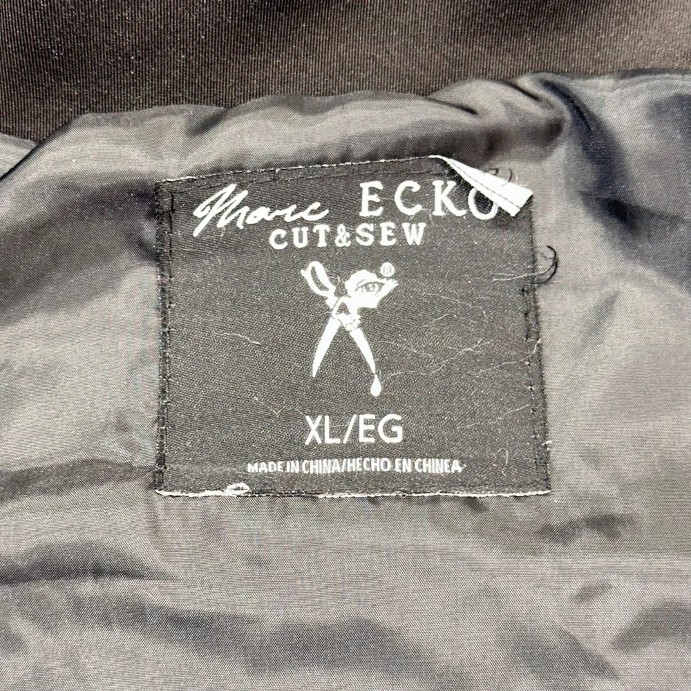 Marc Ecko Track Jacket Mens XL Gray Black‎ Full Zip Mock Neck Cut & Sew